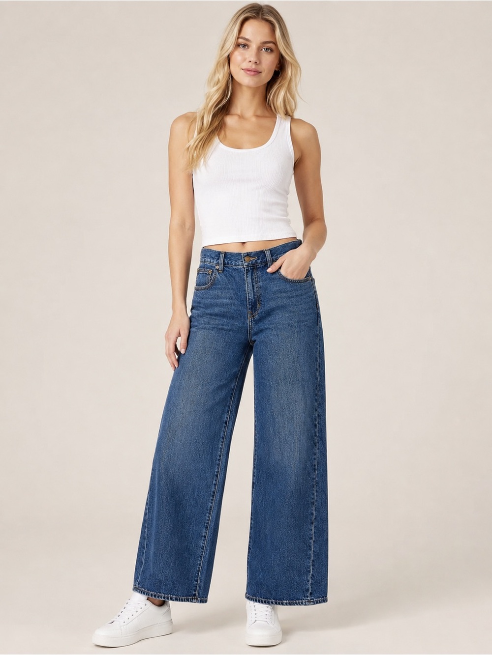 J.Crew Wide Leg Jeans 28P Blue High Rise Linen Blend Denim 25908 - Picture 2 of 15